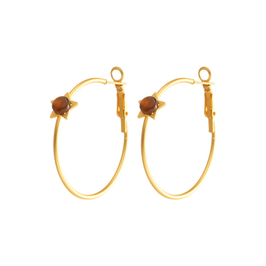 A廠【WE5093】虎眼石愛心五角星耳圈時尚簡約日常百搭耳墜耳環輕奢高級感耳飾女
 25.11-2