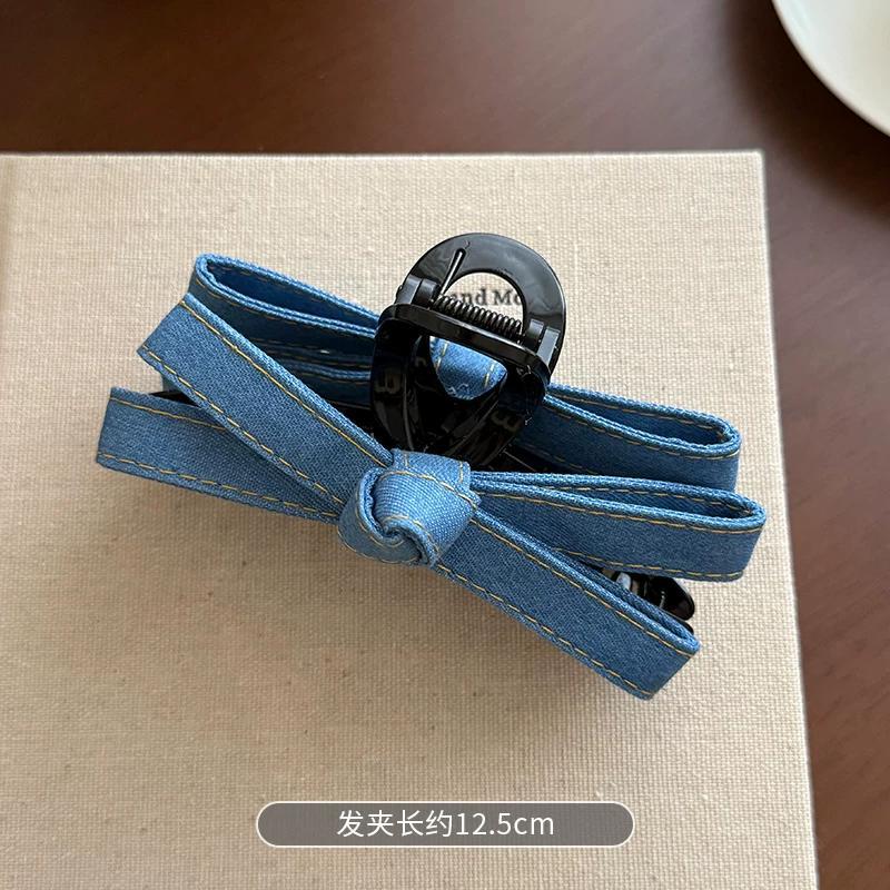 C廠【X710】韓國牛仔蝴蝶結抓夾女2026新款頭髮鯊魚夾高級感後腦勺盤髮夾髮飾
 26.08-2「C廠-單筆結帳需滿，NT$500出貨(不含運費)」