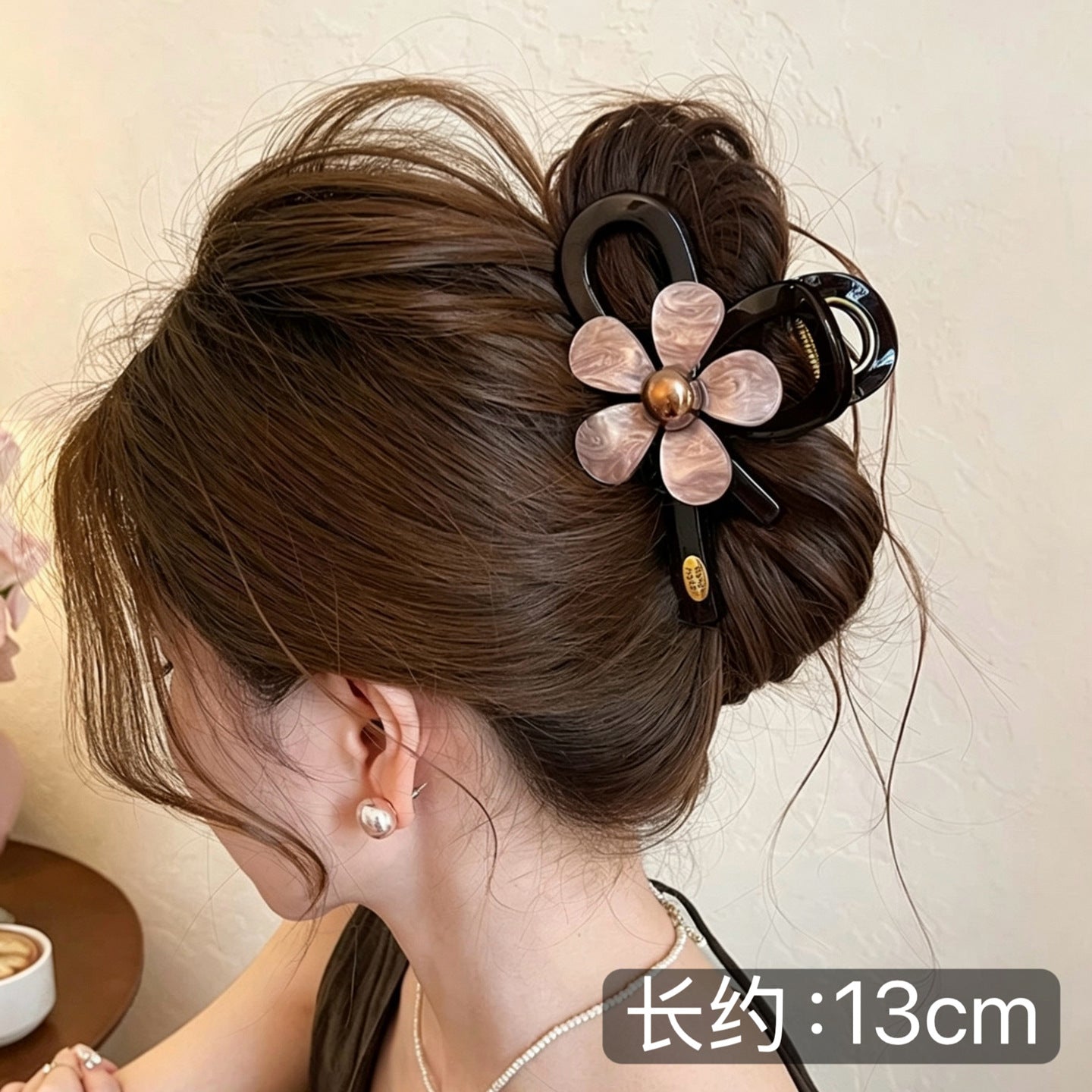 C廠【X422】巧克力棕色抓夾女甜美花朵鯊魚夾2026新款巨好看髮夾高級感百搭髮飾
 26.06-2