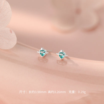 D廠【YC5026E】足銀S999愛心帕拉伊巴綠石星球耳環精緻甜美時尚百搭耳飾
 26.08-4
