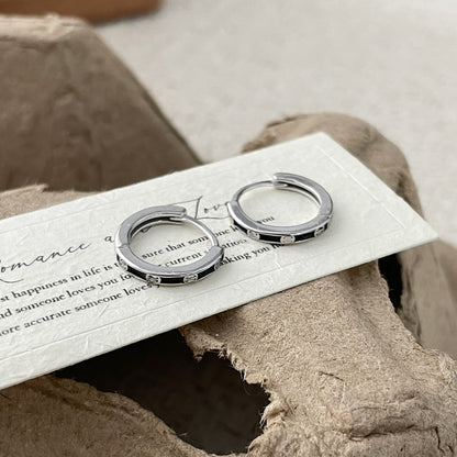 E廠【XDQ10321E】S999純銀復古個性黑色滴油耳環小眾高級感素圈耳環百搭耳飾女
 26.01-1