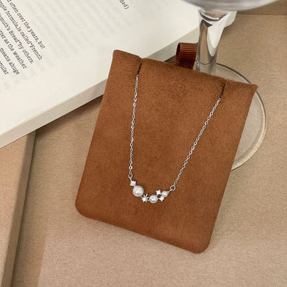 E廠【XDQ0537N】輕奢小眾仿珍珠星芒項鍊女S925純銀時尚氣質高級感微鑲鎖骨鏈
 26.01-1