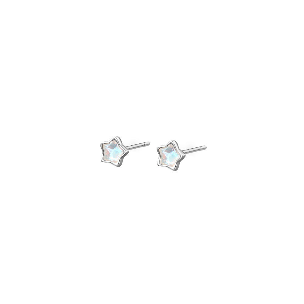 E廠【XDQ10904E】S999純銀藍色幻彩星星耳環韓系ins迷你五角星百搭星形耳飾女
 26.08-4