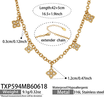 B廠【TXP594】歐美熱銷四葉花超閃滿鑽鋯石DIY多配件項鍊手鍊套組不鏽鋼鍍18k金
 26.06-4