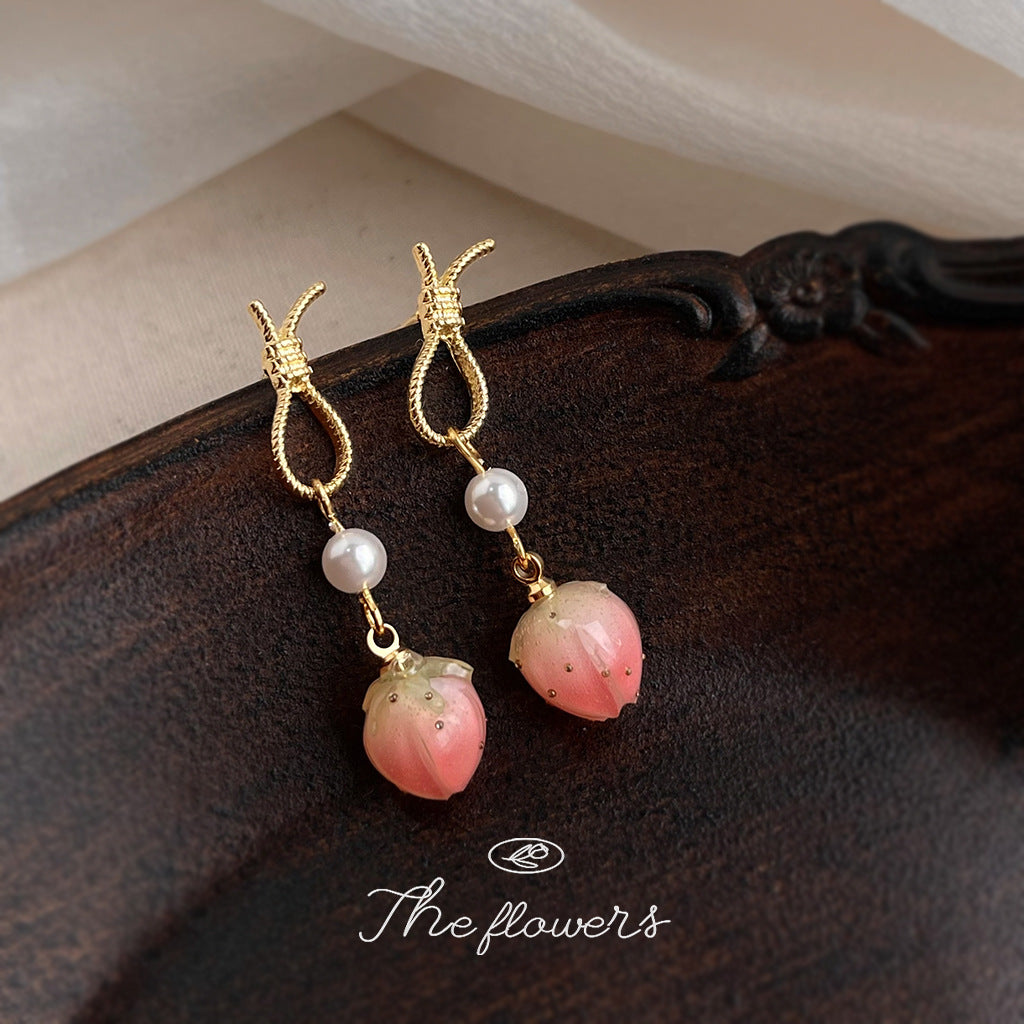 A廠【5809】「蜜桃草莓」清新甜美粉紅小草莓耳環女時尚氣質優雅耳環
 25.11-4