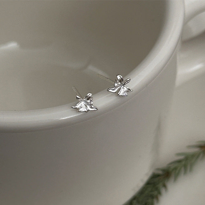 F廠【XDQ10979E】簡約設計感S999純銀小蘭花耳環女ins風迷你葉子百搭疊戴耳飾
 25.11-2
