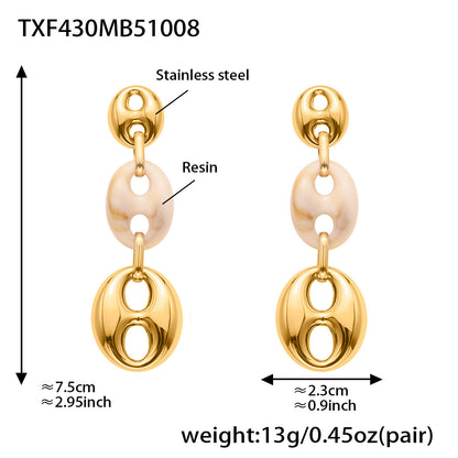 B廠【TXP430】不銹鋼豬鼻子樹脂項鍊多色時尚手工鍊鍍18k金項鍊手鍊耳環
 25.10-3