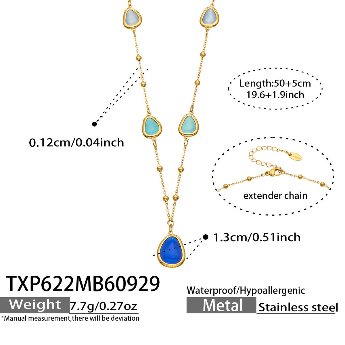 B廠【TXP622】幾何方形切面貓眼石不鏽鋼鍍18k金手鍊項鍊套裝 
 26.10-2