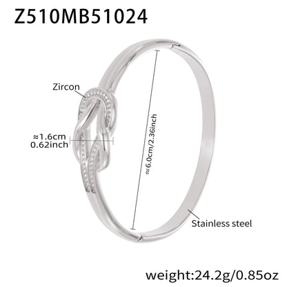 B廠【Z509】不鏽鋼滿鑽鋯石雙環卡扣手鐲歐美時尚簡約個性設計氣質手飾
 25.10-5
