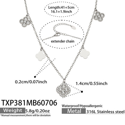 B廠【TXP381】跨境歐美風不鏽鋼超閃滿鋯四葉花多配件DIY手鍊鎖骨鏈飾品女套裝 26.07-2