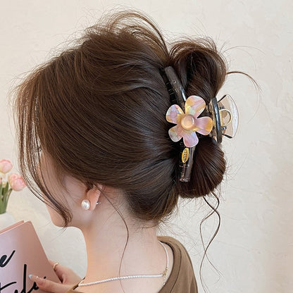C廠【X96】大號抓夾女春夏幻彩花朵金標鯊魚夾髮量大盤髮夾子高級感新款頭飾
 26.04-3