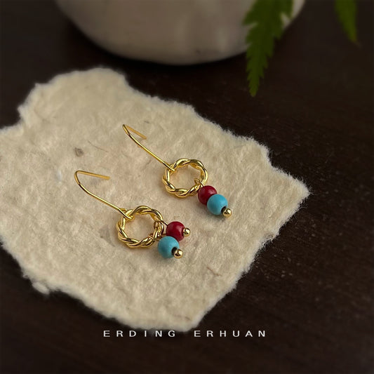 A廠【6175】原廠手工藝新中式文藝氣質通勤簡約小巧不對稱耳飾飾品耳環
 25.11-3