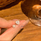 F廠【DQ10022E】S925銀粉紅愛心耳環女小眾設計高級感心形鋯石耳骨釘疊戴耳飾
 25.10-1
