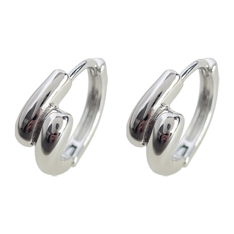 A廠【3745】個性ins甜酷風日常通勤款幾何圓耳扣氣質簡約銀色耳環飾品
 25.11-4