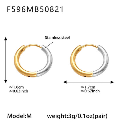 B廠【F596】ins小眾設計感不銹鋼幾何素圈耳環百搭時尚耳環鍍18k金 25.08-5