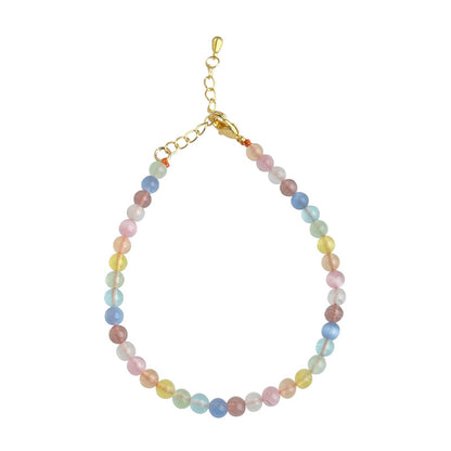 A廠【5625】玻璃猫眼石清新甜美多巴胺泫雅风彩色串珠项链ins小众锁骨颈链女 25.03-3