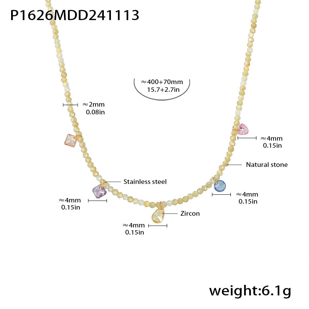 B廠【P1626】多巴胺鋯石手工天然石串珠鎖骨項鍊小清新少女小眾配件 24.11-5