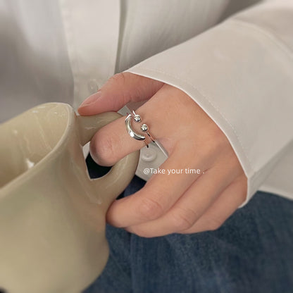 A廠【5988】個性甜酷風微笑戒指開口可調式鍍真金保色高級感時尚戒指手飾 25.05-1