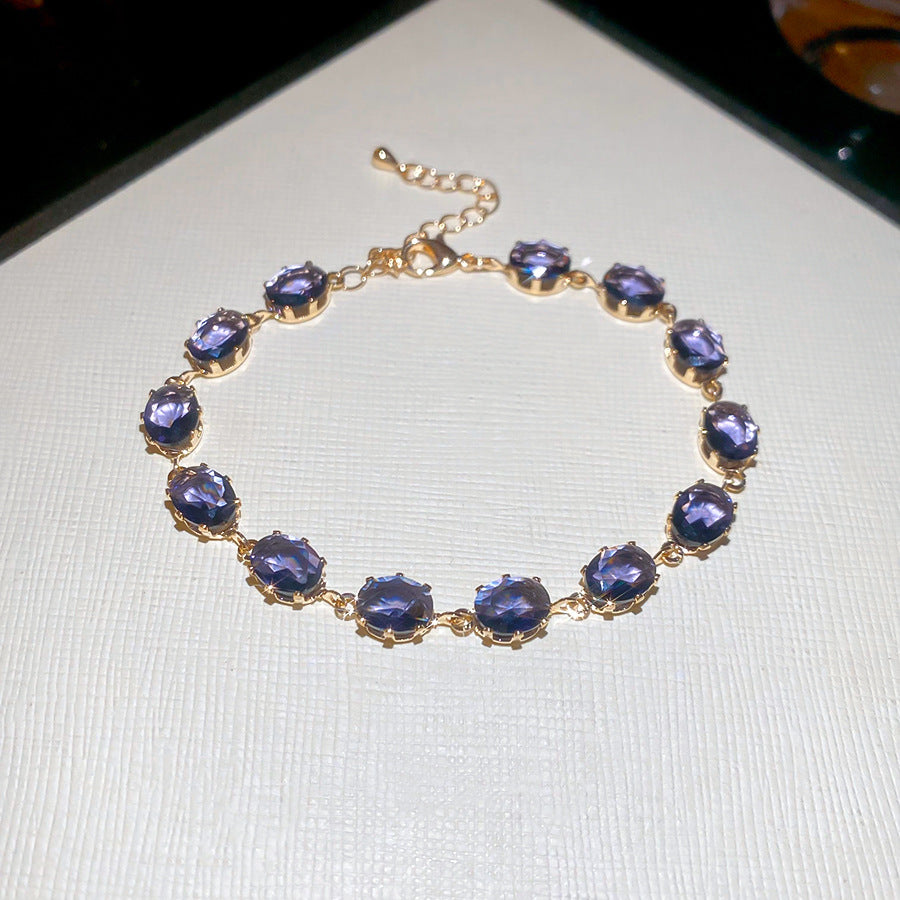 A廠【HB4615】超閃鋯石幾何橢圓形手鍊時尚簡約百搭氣質手環精緻輕奢高級感手飾
 25.10-1