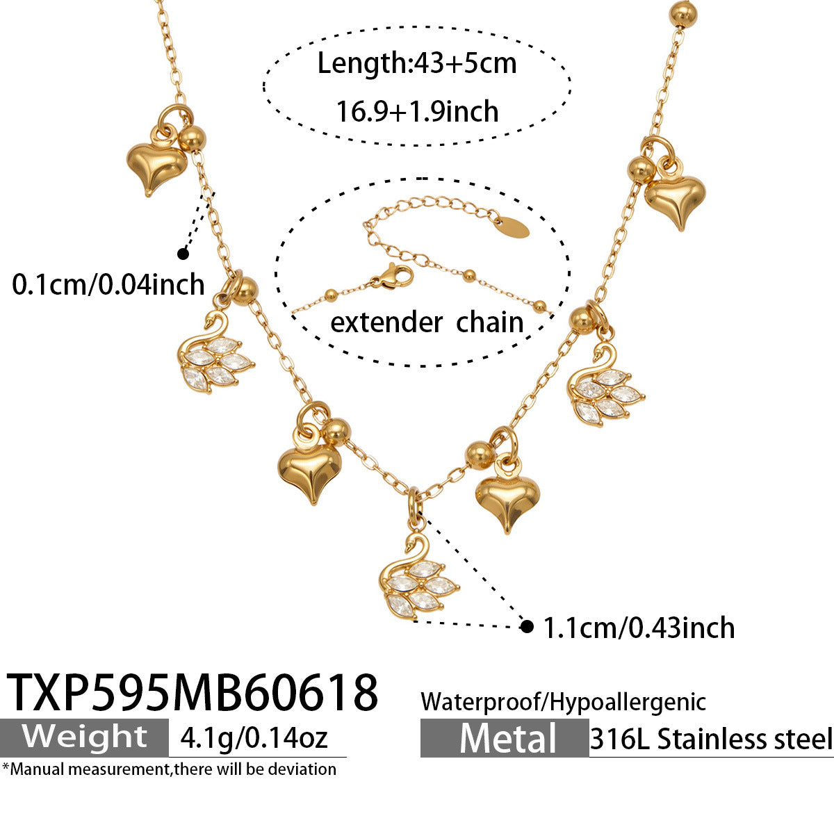 B廠【TXP594】歐美熱銷四葉花超閃滿鑽鋯石DIY多配件項鍊手鍊套組不鏽鋼鍍18k金
 26.06-4