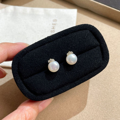 F廠【DQ10500E】S999純銀法式復古淡水珍珠耳環女優雅氣質鑲鑽鋯石耳飾品
 25.09-1