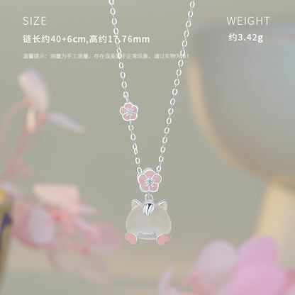 D廠【YC3405N】原創足銀S999馬上招桃項鍊氣質耳環清新手鍊百搭小眾精緻首飾
 26.01-1