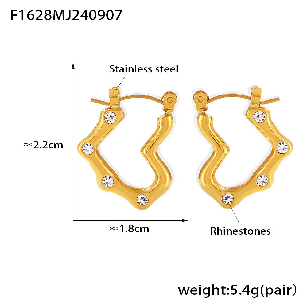 B廠【F1628】小眾ins風心形仿珍珠耳環不鏽鋼18k鍍金輕奢感耳環簡約耳飾 24.09-2