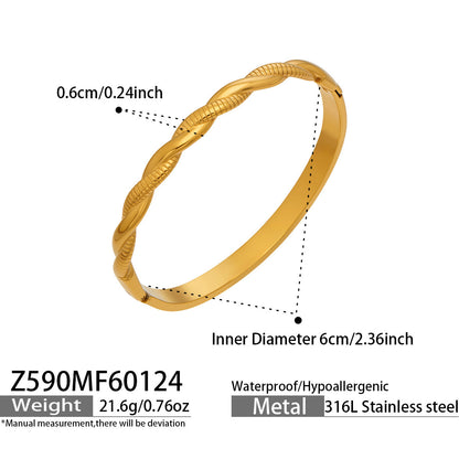 B廠【Z590】歐美個性纏繞卡扣手鐲不鏽鋼鍍18k真金簡約ins輕奢風時尚女手環
 26.01-4