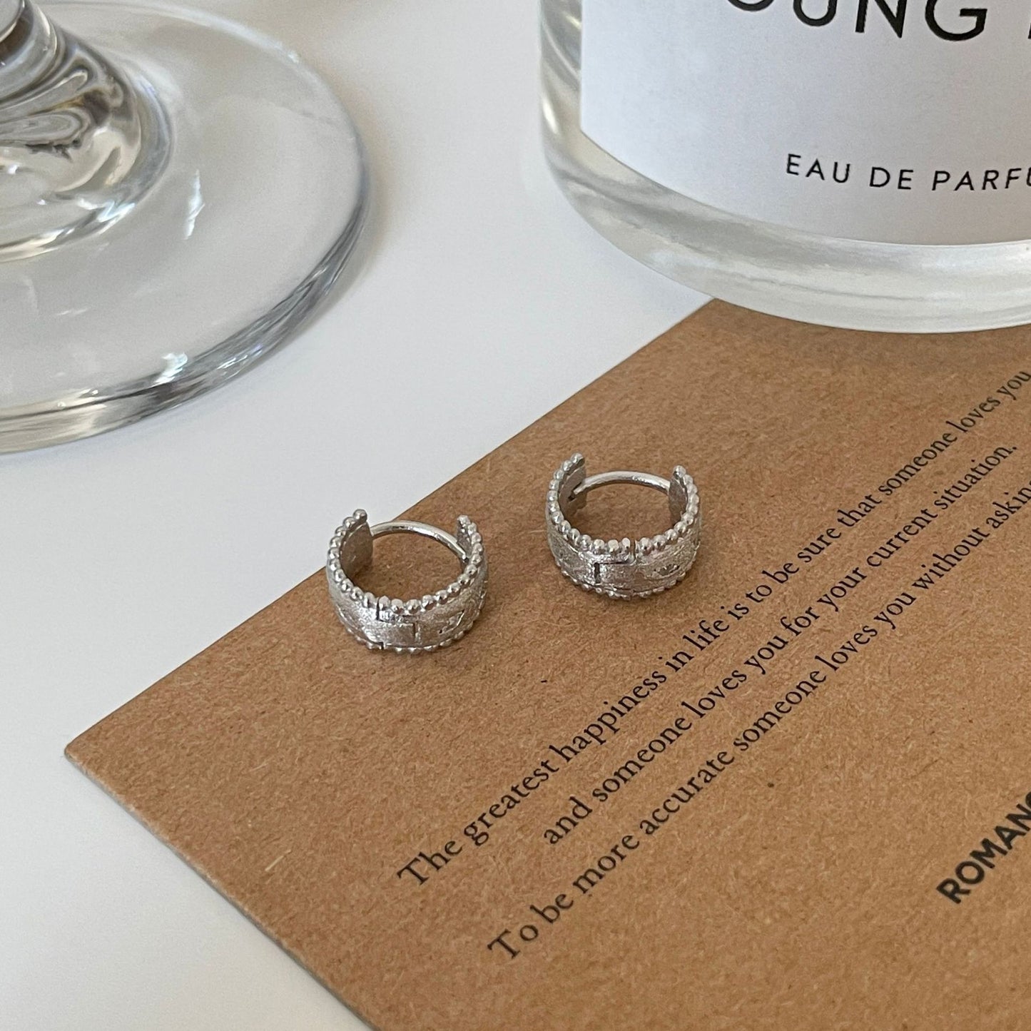 E廠【DQ11215E】S925純銀拉絲霧面耳扣星芒鋯石耳環女輕奢高級感通勤氣質耳飾
 25.10-3