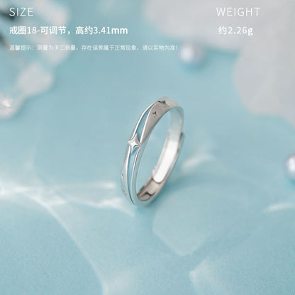 D廠【YC3460R】原創S999足銀星夢蝶四芒星蝴蝶情侶對戒小清新戒指手飾
 26.06-1