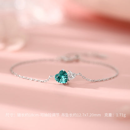 D廠【HE_60055N】 S925純銀雙愛心帕拉伊巴帕帕拉恰耳釘手鍊項鍊
 26.09-4