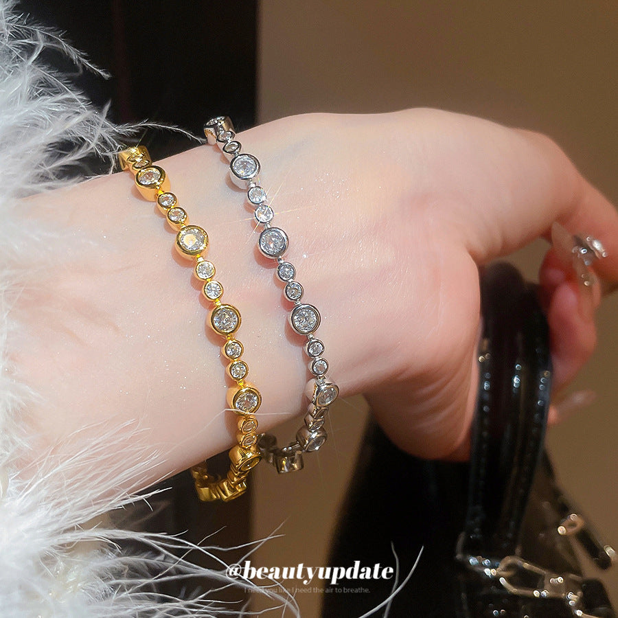 A廠【HB4869】韓系ins鋯石圓形手鍊輕奢高級感手環簡約小眾設計感氣質手飾
 25.11-1