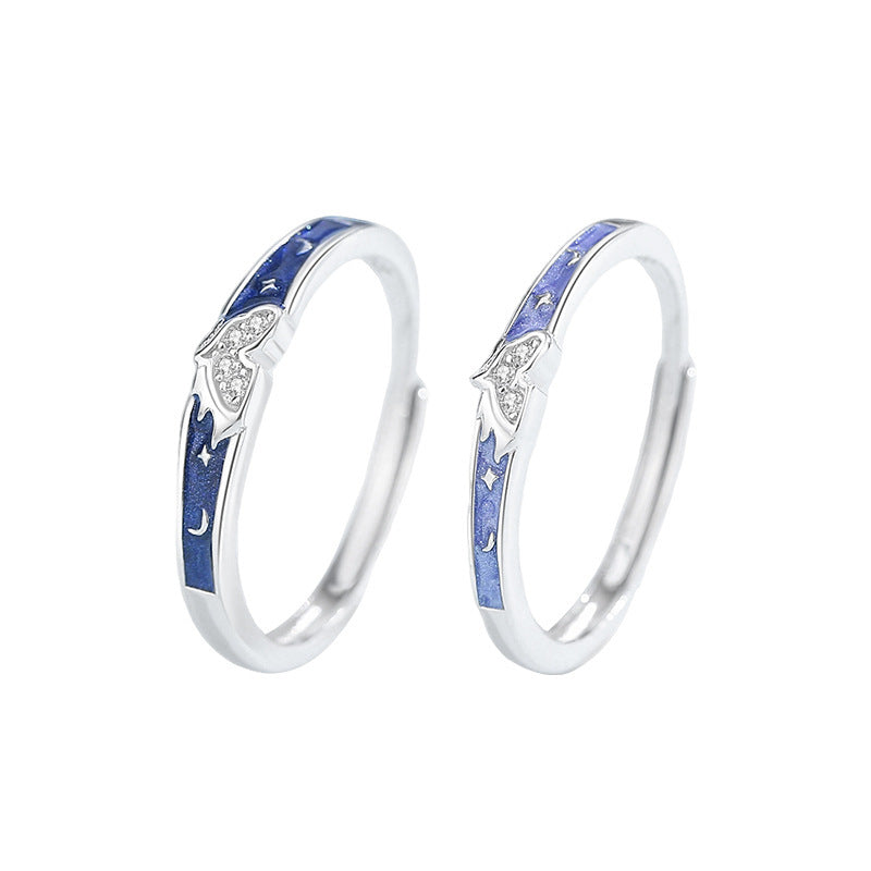 E廠【DQ9002R】原始星月萌馬情侶戒指S925純銀小眾設計琺瑯本命年生肖馬對戒
 25.12-1