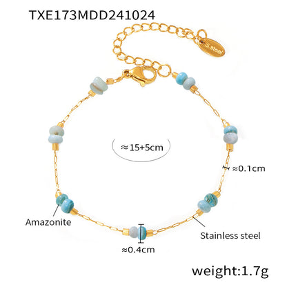 B廠【TXP173】飾品天河石手工鏈百搭質感鎖骨項鍊雙層刀片鏈疊戴首飾套裝 24.11-2