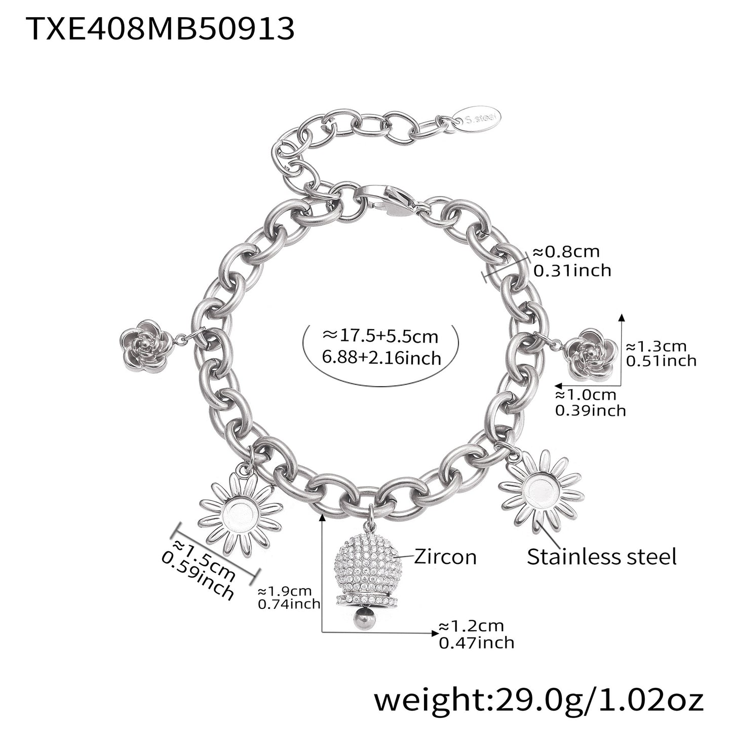 B廠【TXP408】不銹鋼滿鋯鈴鐺多元素DIY手鍊項鍊鍍18k金時尚輕奢首飾套裝
 25.09-4