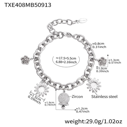 B廠【TXP408】不銹鋼滿鋯鈴鐺多元素DIY手鍊項鍊鍍18k金時尚輕奢首飾套裝
 25.09-4