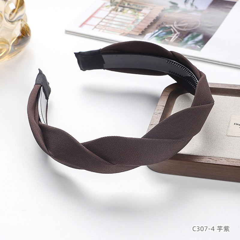 C廠【C307】秋冬復古麻花辮子髮箍女高級感美拉德髮飾頭扣壓髮卡高顱頂頭箍
 25.11-4「C廠-單筆結帳需滿，NT$500出貨(不含運費)」