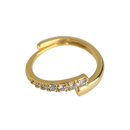 A廠【5924】微鑲鋯石電鍍18K真金保色開口可調時尚高級感百搭戒指 手飾 25.05-1