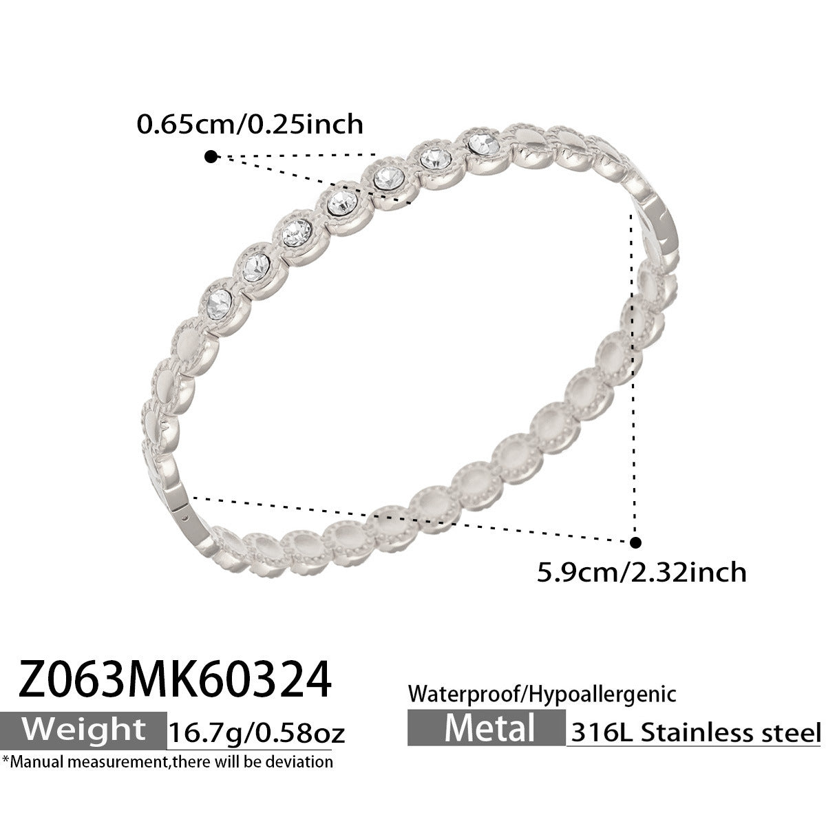 B廠【Z063】歐美INS風鑲5A鋯石滿鑽環形不鏽鋼手鐲組合簡約時尚氣質手飾
 26.04-1