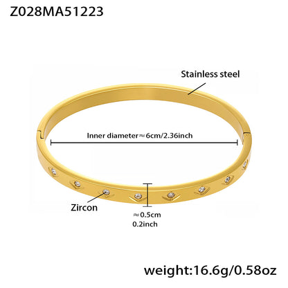 B廠【Z054】不鏽鋼幾何菱形鑲嵌鋯石卡扣手鐲組合INS風個性輕奢手飾鍍18k真金
 26.01-1
