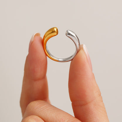 B廠【A990】簡約小眾設計開口戒指ins風尾戒不銹鋼PVD鍍18K真金食指戒 25.03-3