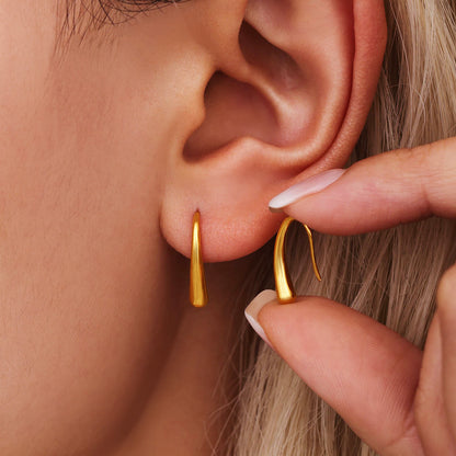 B廠【F315】水滴形耳鉤耳環極簡小眾設計感不鏽鋼PVD鍍18K真金跨境耳飾 25.03-4