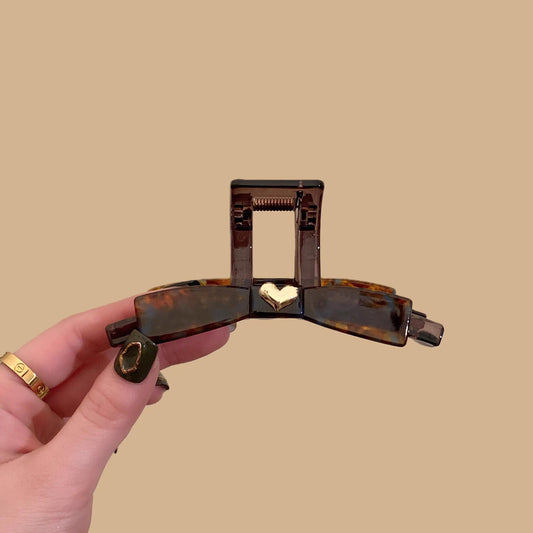 C廠【X63】韓國高級感復古暈染蝴蝶結抓夾女高級感小金標後腦勺鯊魚夾子髮夾
 26.03-4