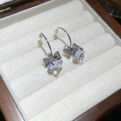 A廠【HE29116】925銀針蝴蝶結吊墜珍珠耳環韓系ins優雅精緻耳環輕奢高級感耳飾
 25.11-1