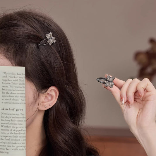 C廠【C88】水鑽小熊髮夾邊夾女精緻小夾子髮卡瀏海側邊碎髮鴨嘴夾高級感頭飾
 26.03-3