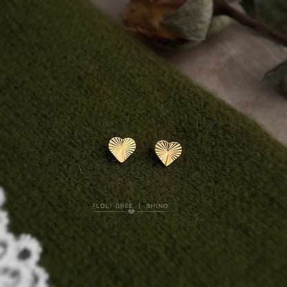 A廠【6652】車花工藝！厚鍍真金切割面很閃925銀針迷你小巧簡約愛心耳環耳飾
 25.08-5