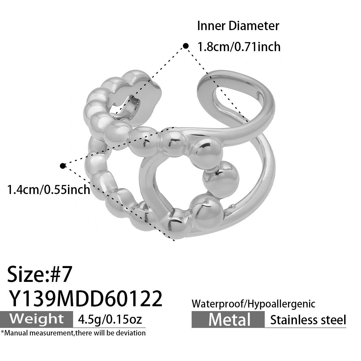 B廠【Y136】歐美ins簡約設計幾何型素圈戒指組合不鏽鋼鍍金小眾時尚開口指環
 26.01-4
