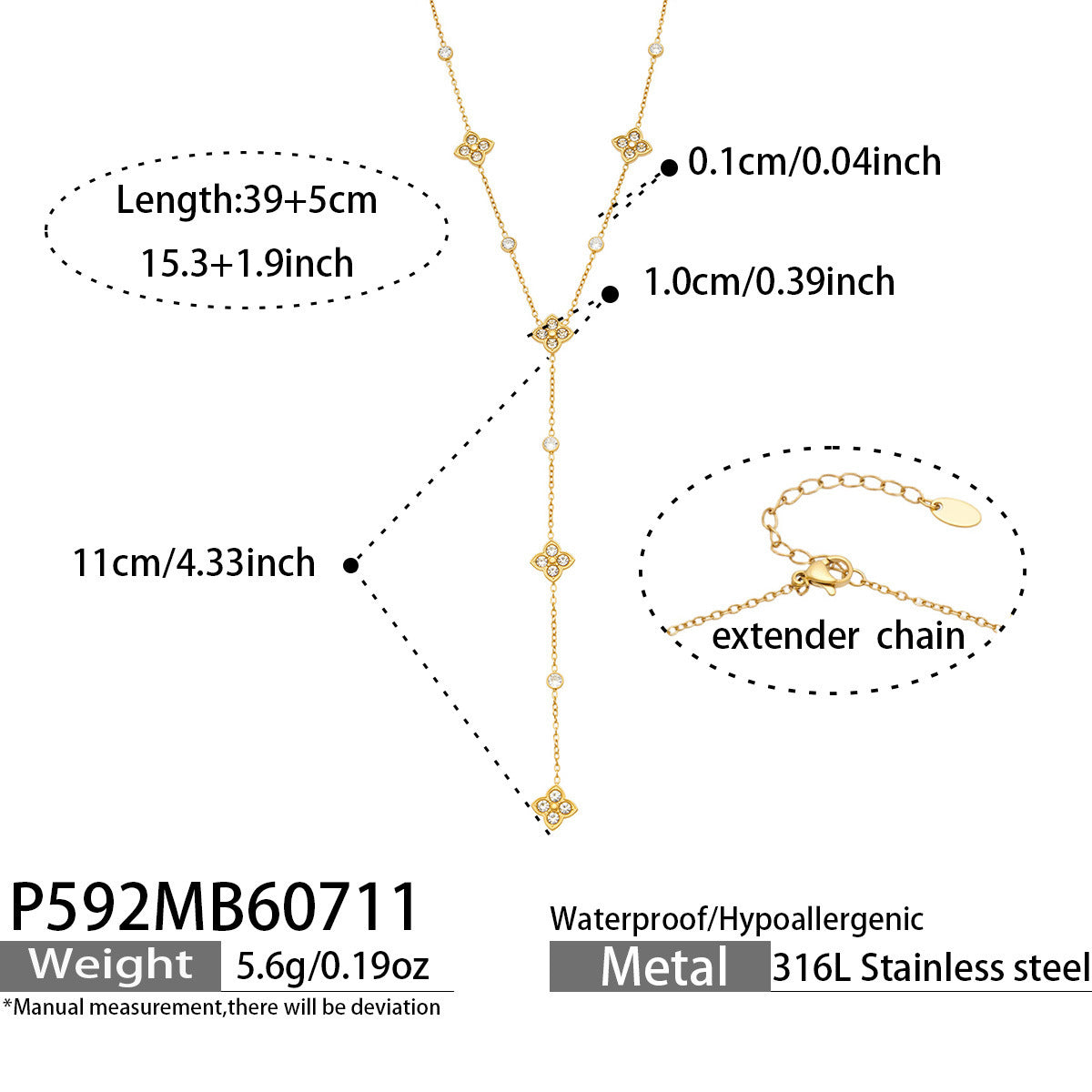 B廠【TXP282】5A鋯石四葉花閃電多吊墜項鍊手鍊組合
 26.10-3