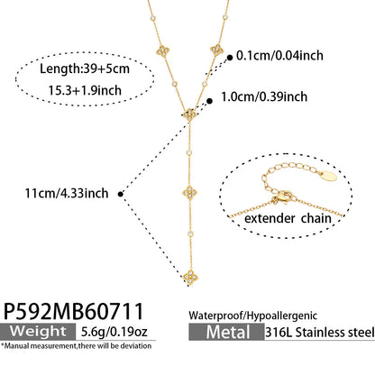 B廠【TXP282】5A鋯石四葉花閃電多吊墜項鍊手鍊組合
 26.10-3