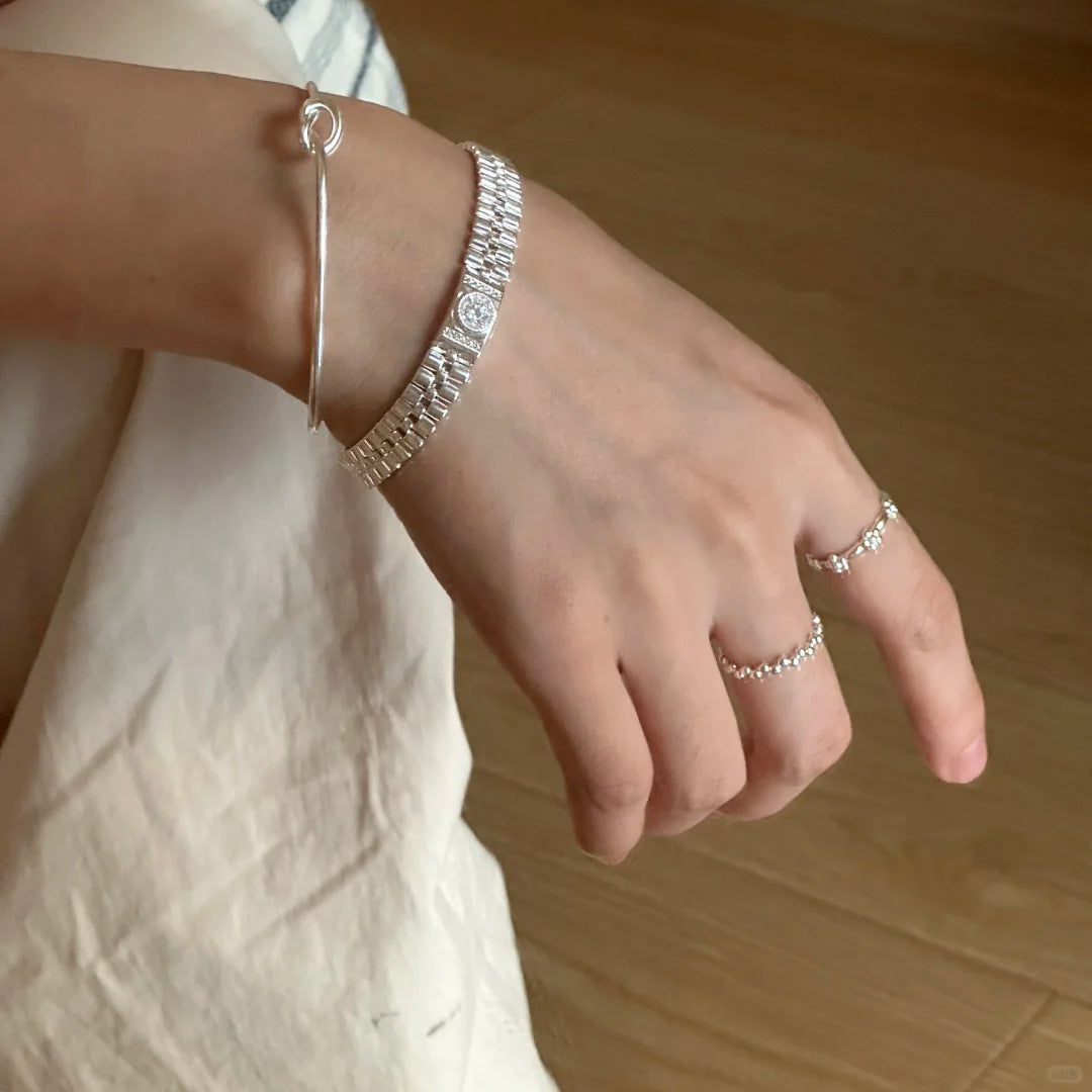 E廠【XDQ8812R】S925純銀韓版簡約不規則波浪圓珠戒指女小眾設計ins開口指環
 26.03-1